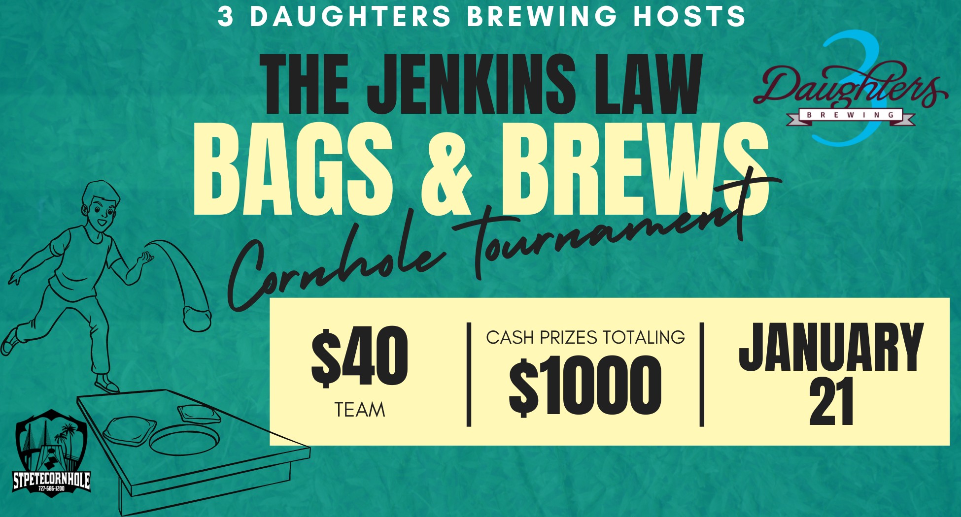 Jenkins Law Bags & Brews Charity Cornhole Tournament